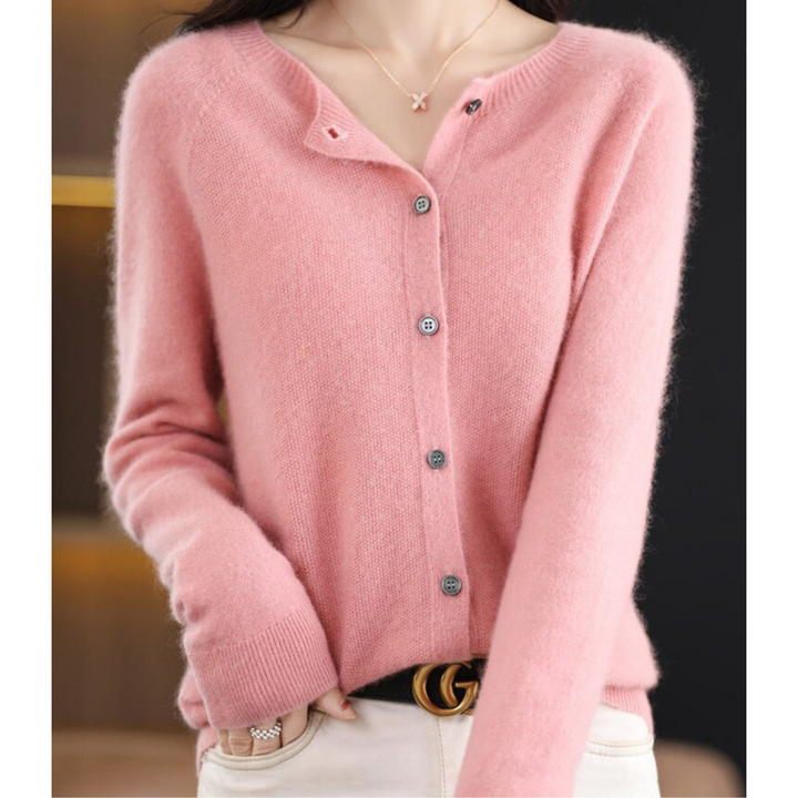 Abigail | Wool Ladies' O-neck Cardigan Sweater