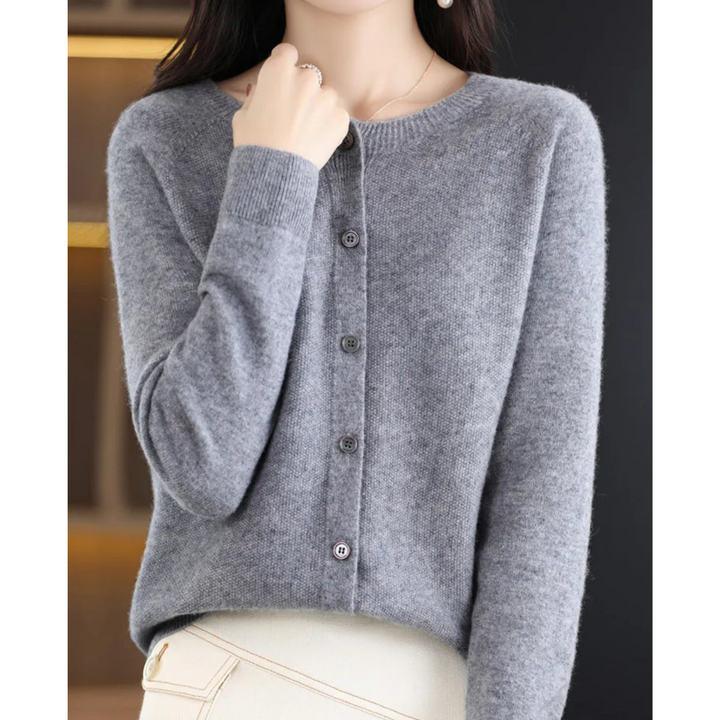 Abigail | Wool Ladies' O-neck Cardigan Sweater