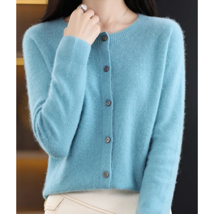 Abigail | Wool Ladies' O-neck Cardigan Sweater