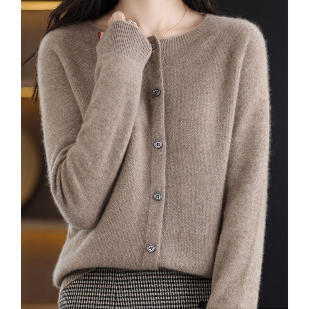 Abigail | Wool Ladies' O-neck Cardigan Sweater