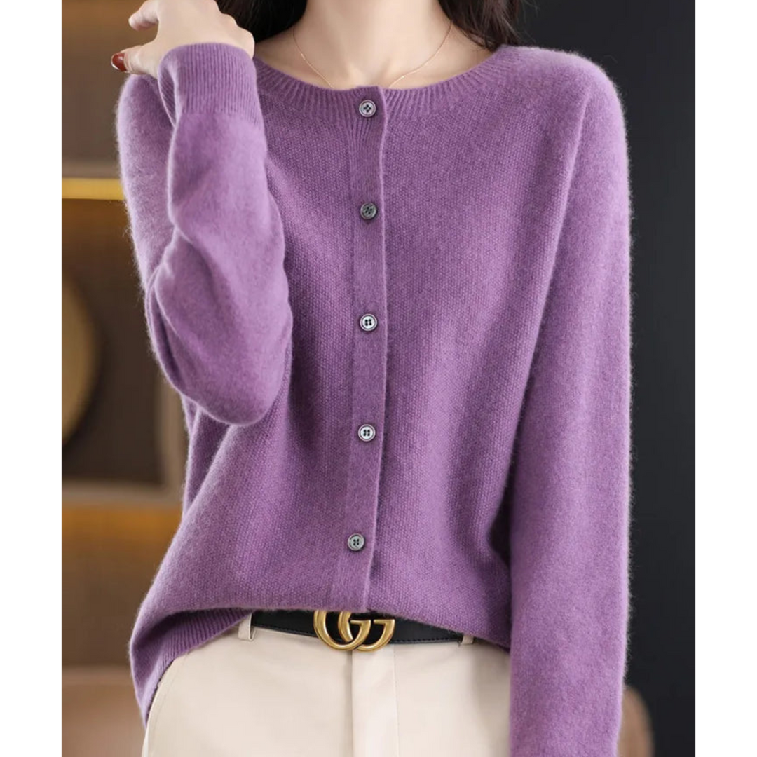 Abigail | Wool Ladies' O-neck Cardigan Sweater