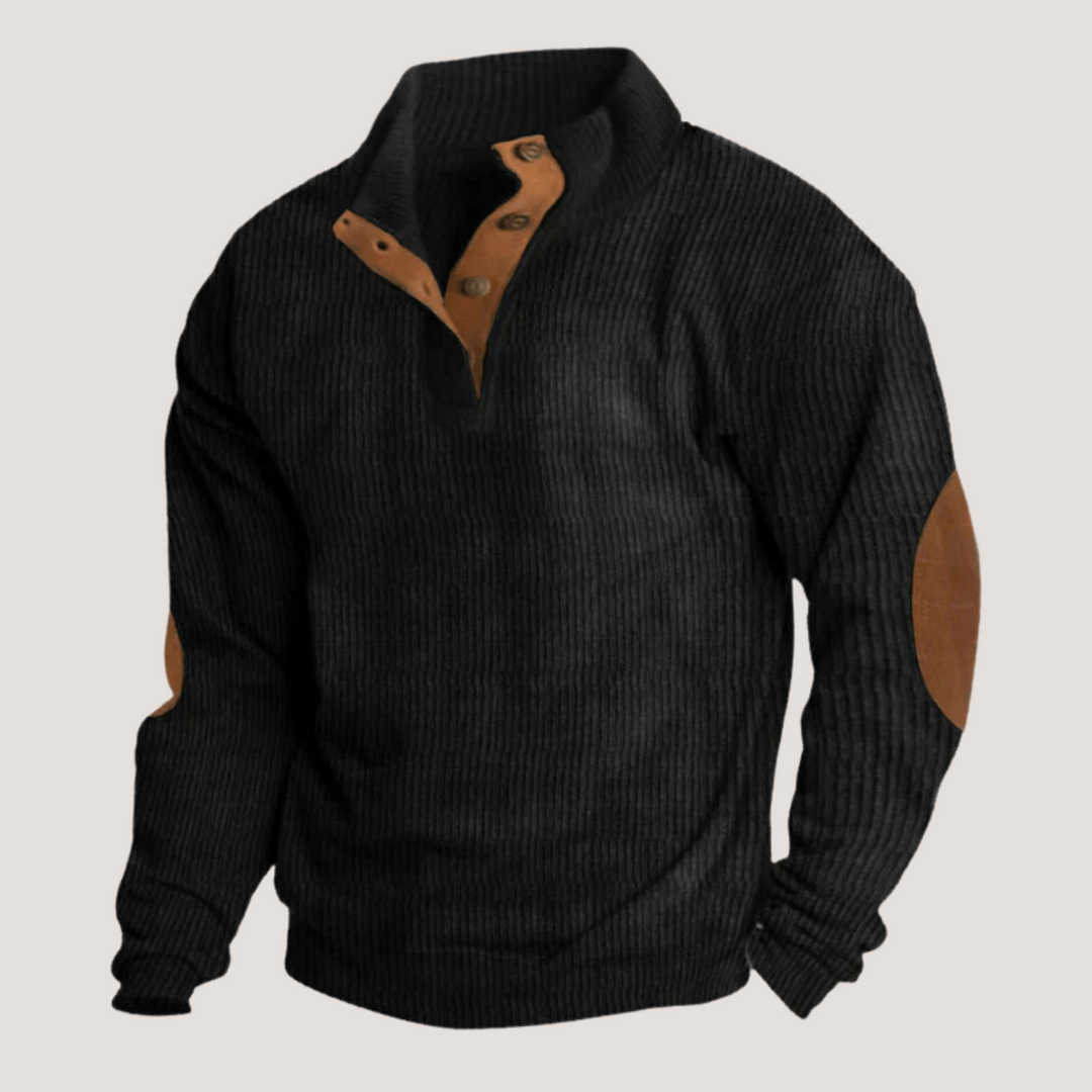 Tobias | Gerippter Pullover mit Knopfleiste