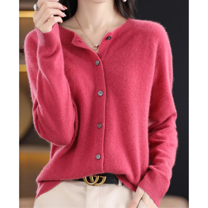 Abigail | Wool Ladies' O-neck Cardigan Sweater