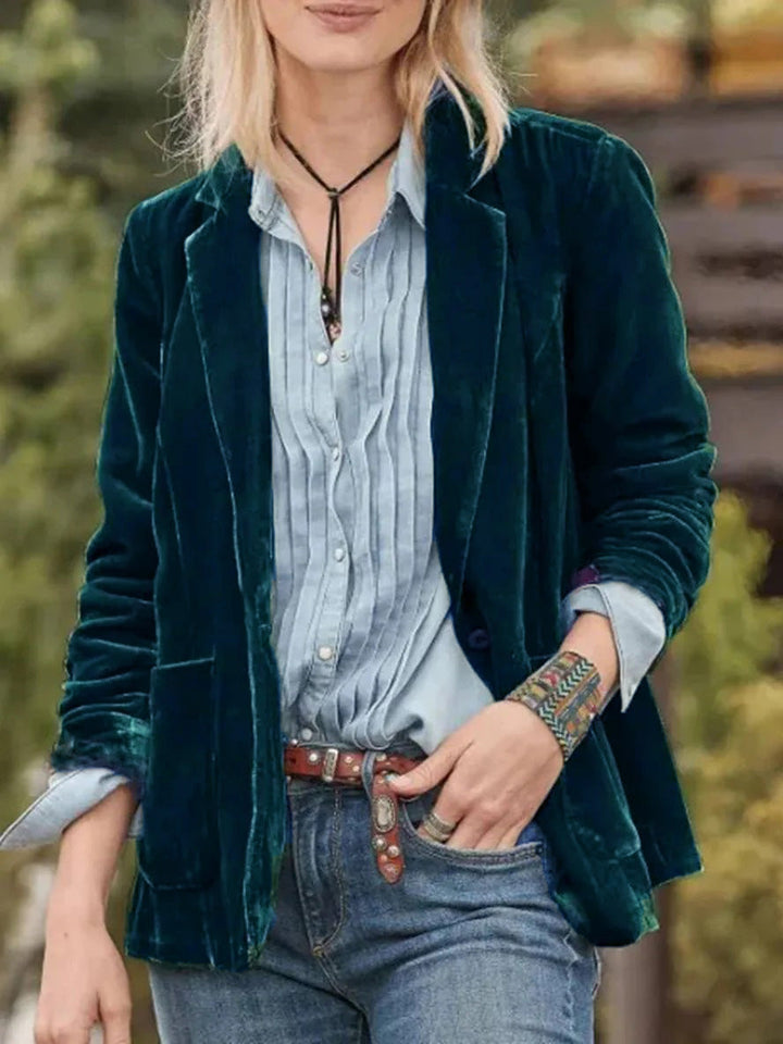 Evelina | Vintage Samt-Blazer mit Knopfleiste für Damen