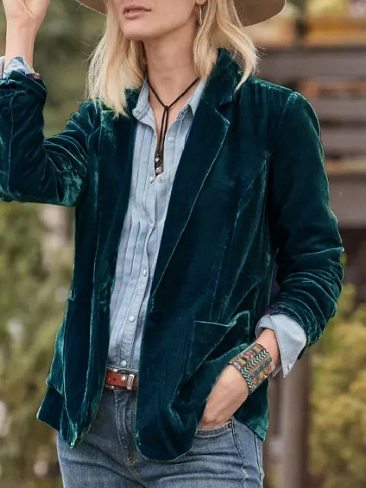 Evelina | Vintage Samt-Blazer mit Knopfleiste für Damen