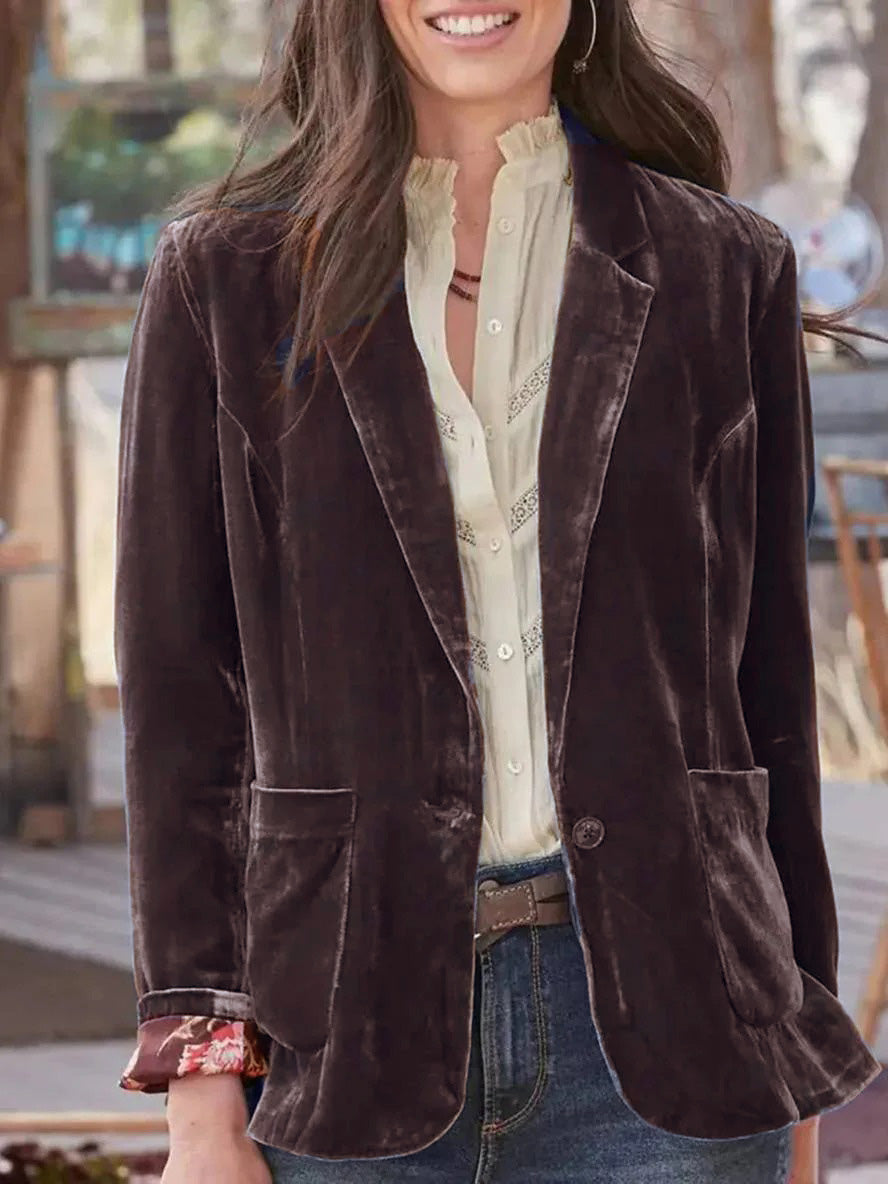 Evelina | Vintage Samt-Blazer mit Knopfleiste für Damen