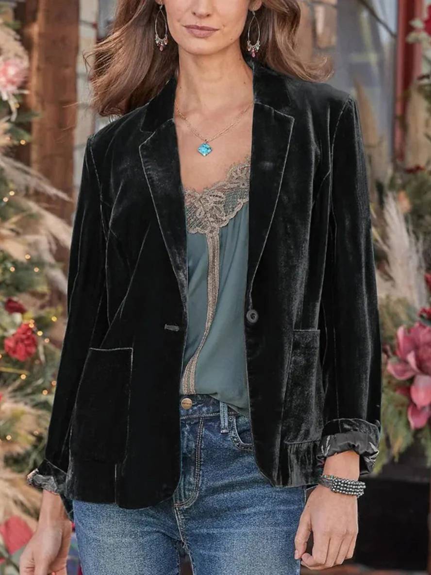 Evelina | Vintage Samt-Blazer mit Knopfleiste für Damen