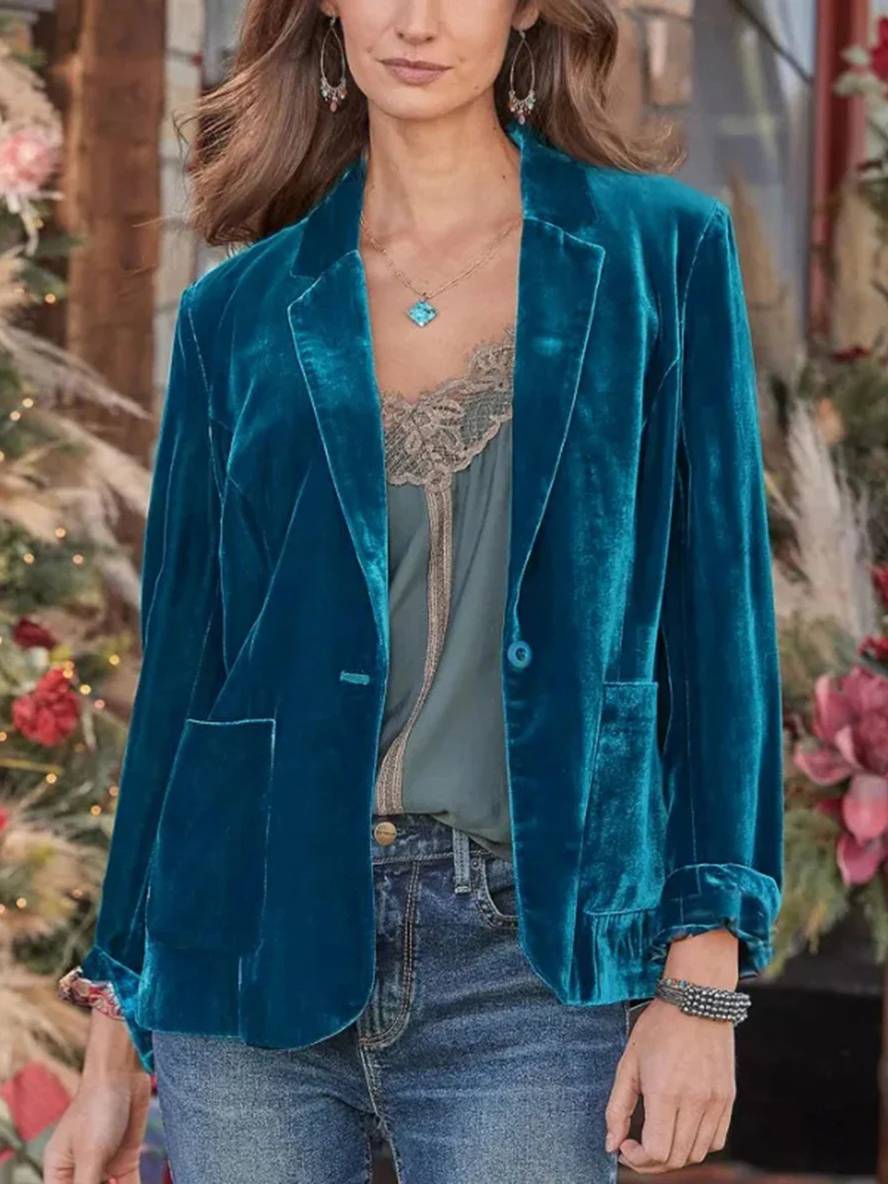 Evelina | Vintage Samt-Blazer mit Knopfleiste für Damen