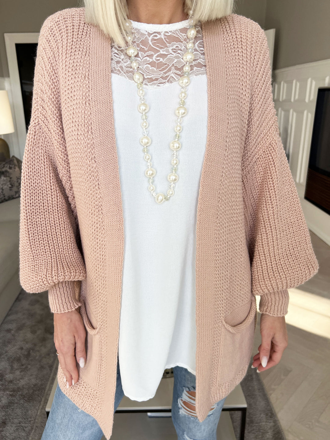 Zephyrielle | Kurzstrick-Cardigan mit Ballonärmeln