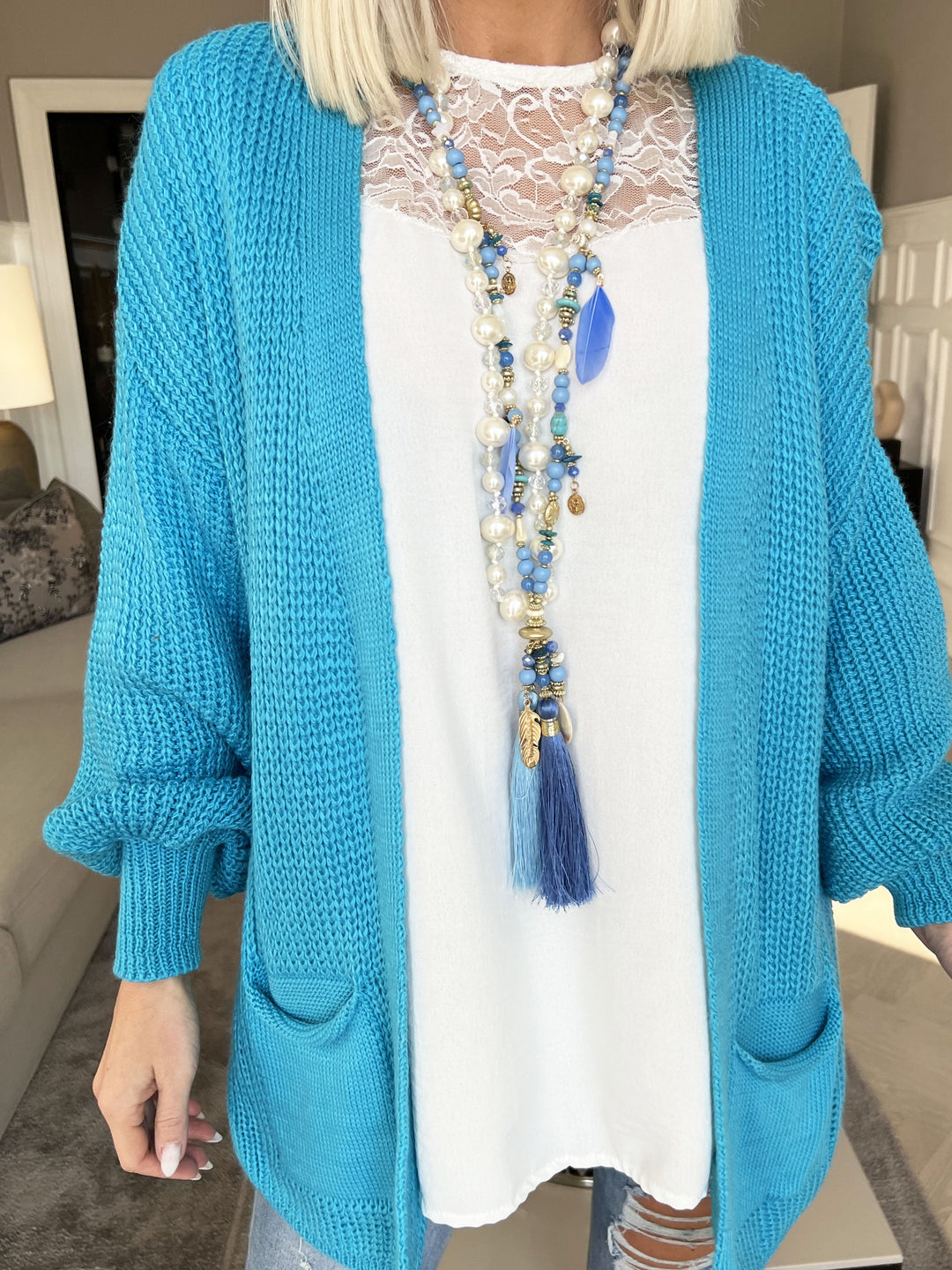 Zephyrielle | Kurzstrick-Cardigan mit Ballonärmeln