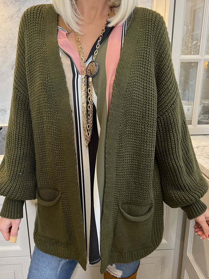 Zephyrielle | Kurzstrick-Cardigan mit Ballonärmeln