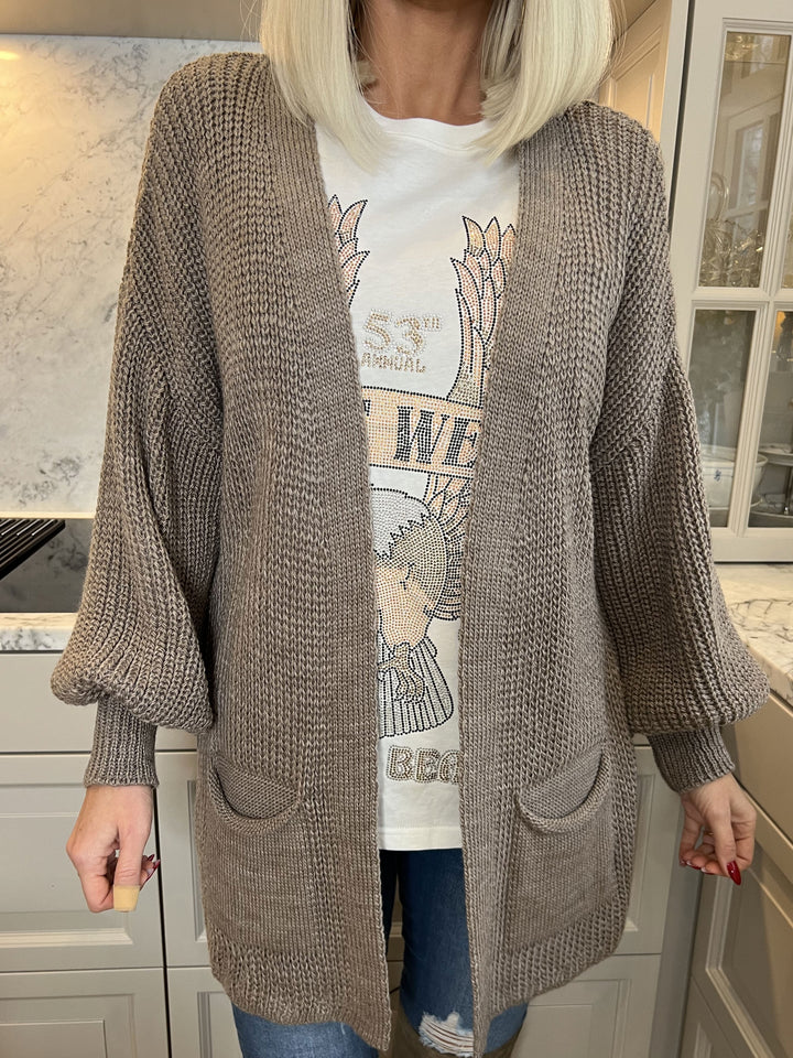 Zephyrielle | Kurzstrick-Cardigan mit Ballonärmeln