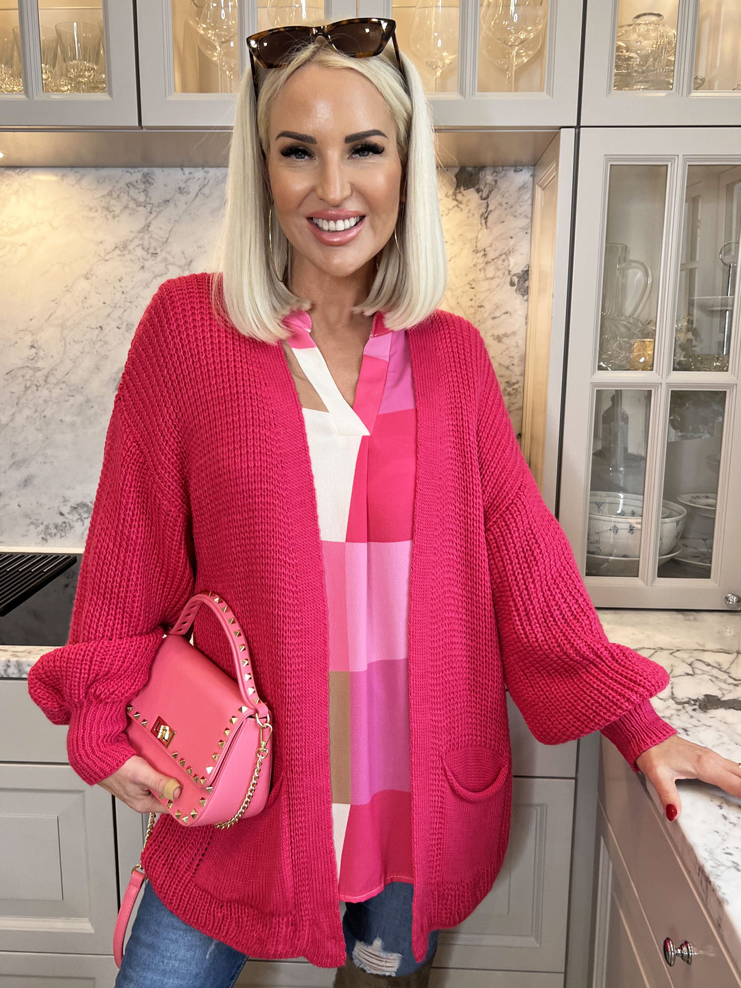 Zephyrielle | Kurzstrick-Cardigan mit Ballonärmeln