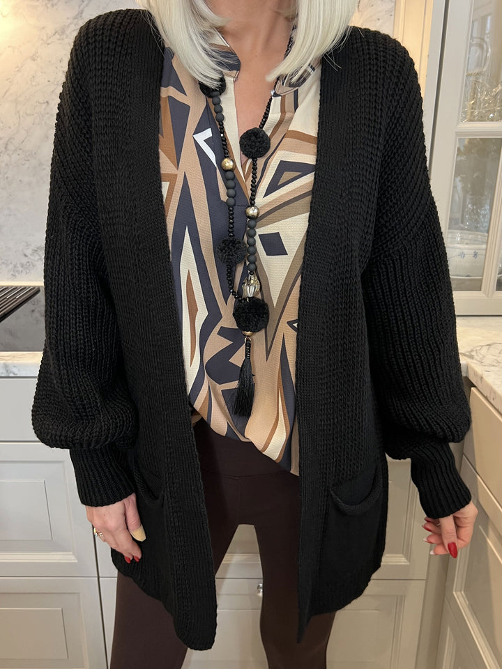 Zephyrielle | Kurzstrick-Cardigan mit Ballonärmeln