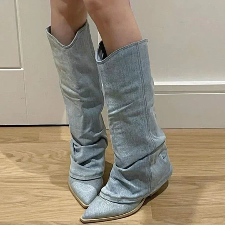 Polly | Kniestiefel aus Denim