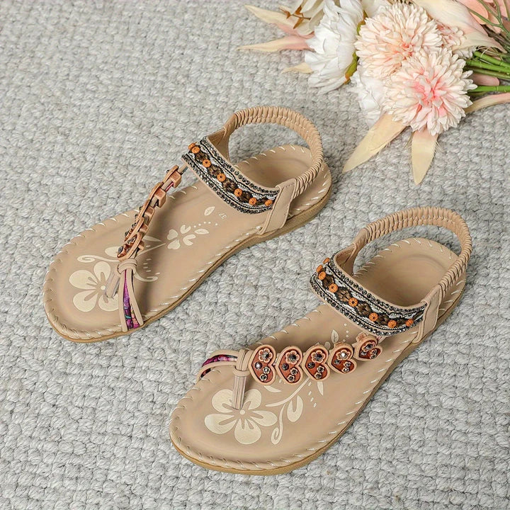 Delindra | Sandalen mit Blumenverzierung
