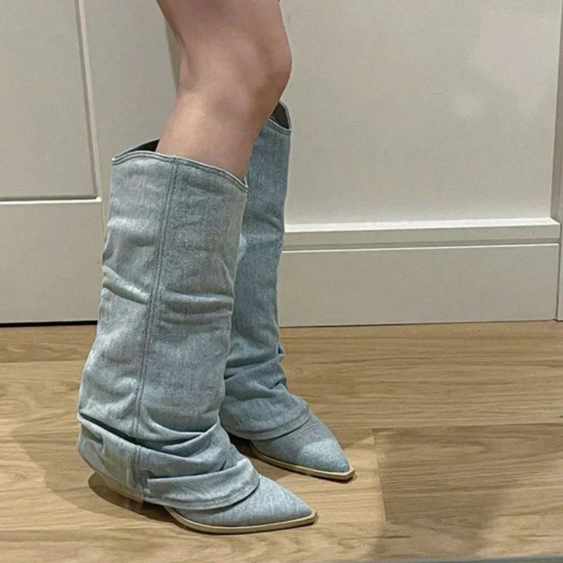 Polly | Kniestiefel aus Denim