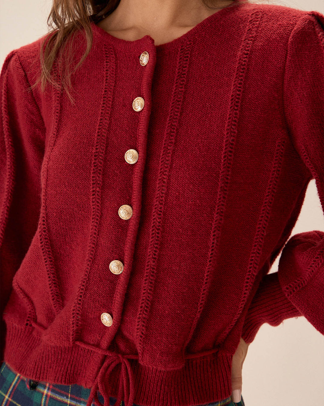 Marla | Roter Cardigan mit Puffärmeln